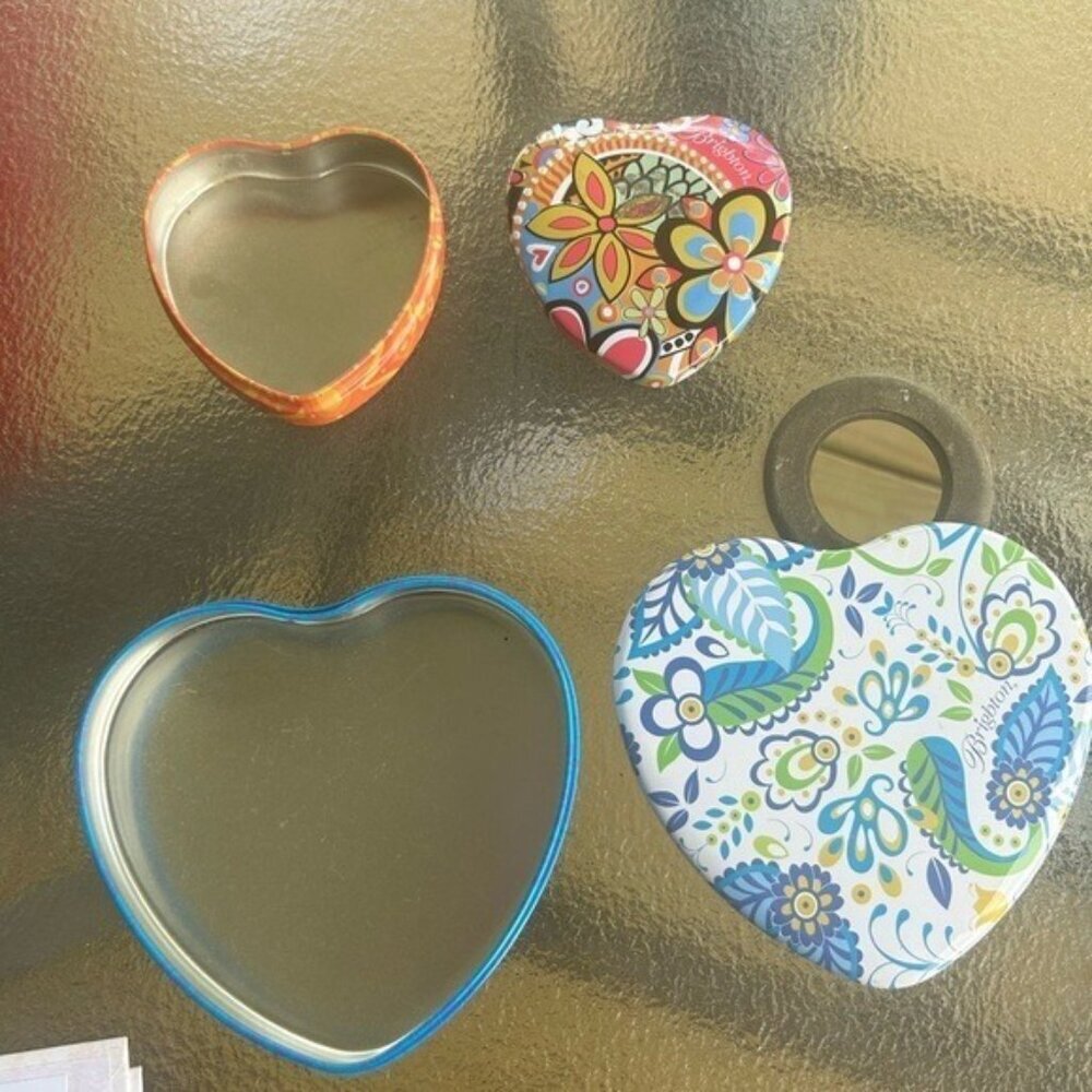 Brighton Set of 3 collectible heart-shaped tins, decorative, inspirational words - Picture 2 of 16